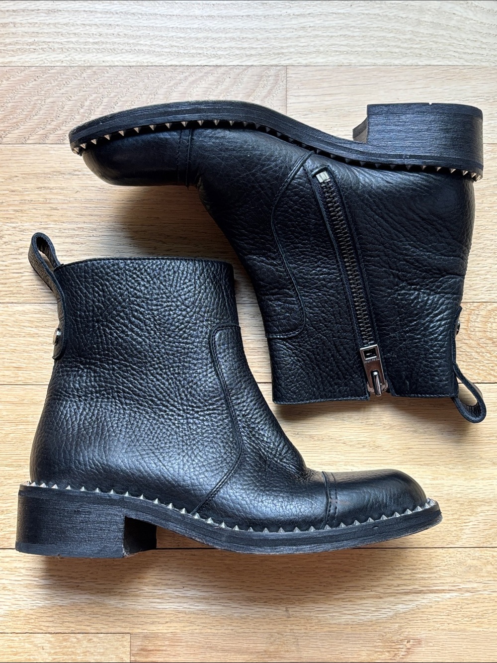 Zadig & Voltaire Women’s Size 6.5 Empress Clous Ankle Boots Black Leather Stud